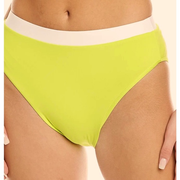 Andie Swim Banded Cheeky Bikini Bottom Neon Lime M (8) NWT Wide Band High Leg - Picture 1 of 5